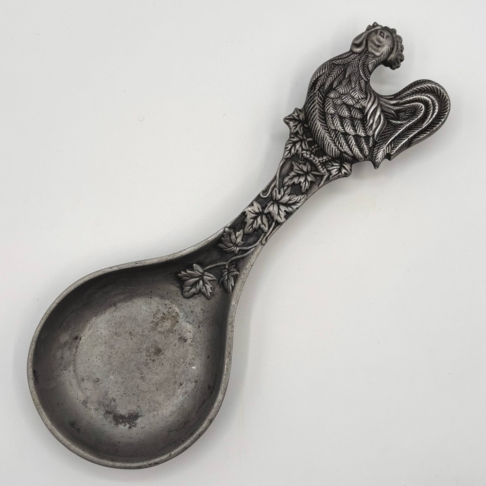 Vintage Lenox Pewter Rooster Spoon Rest / Stove Saver